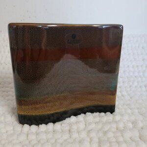 NEW Kirove Ceramic Toothbrush Holder brown swirl 4 hole bath glazed sleek NWT